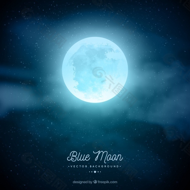 夜蓝色的月亮背景