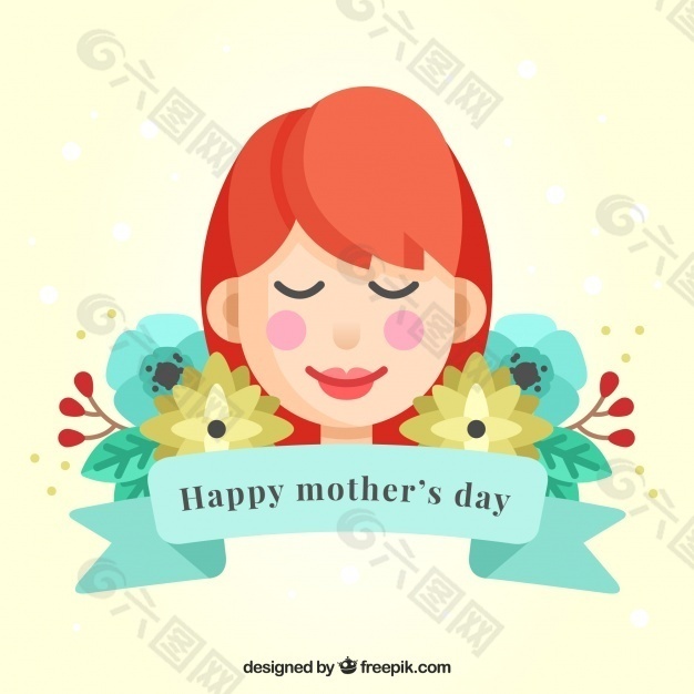 可爱的母亲背景与花朵