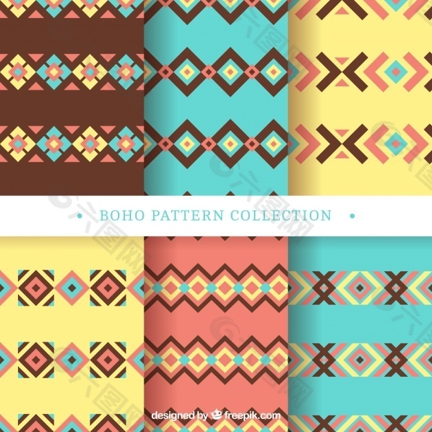 在波希米亚风格的六平面图案的包装