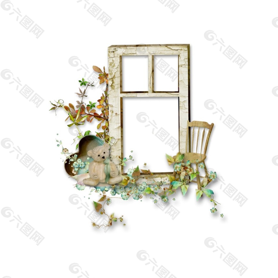 手绘门窗花藤元素