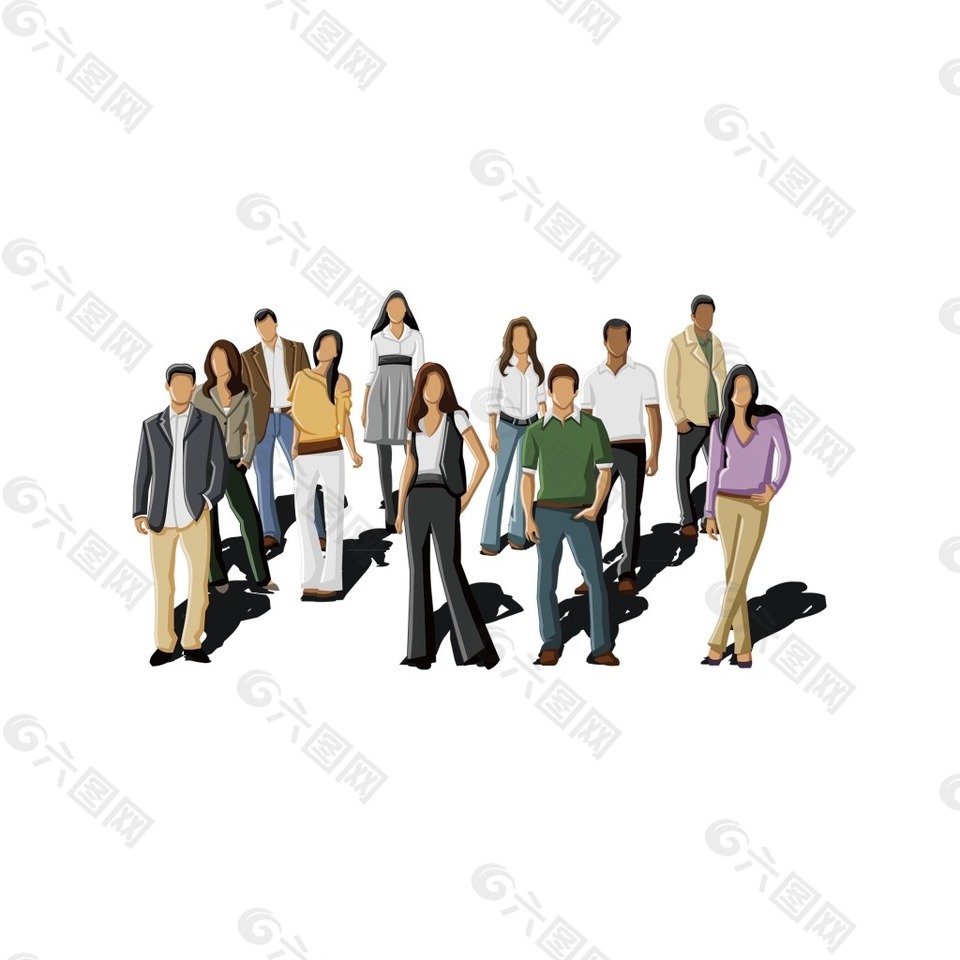 3D人群站立元素