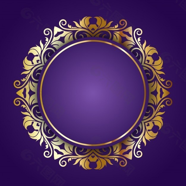 紫色背景的金色装饰架