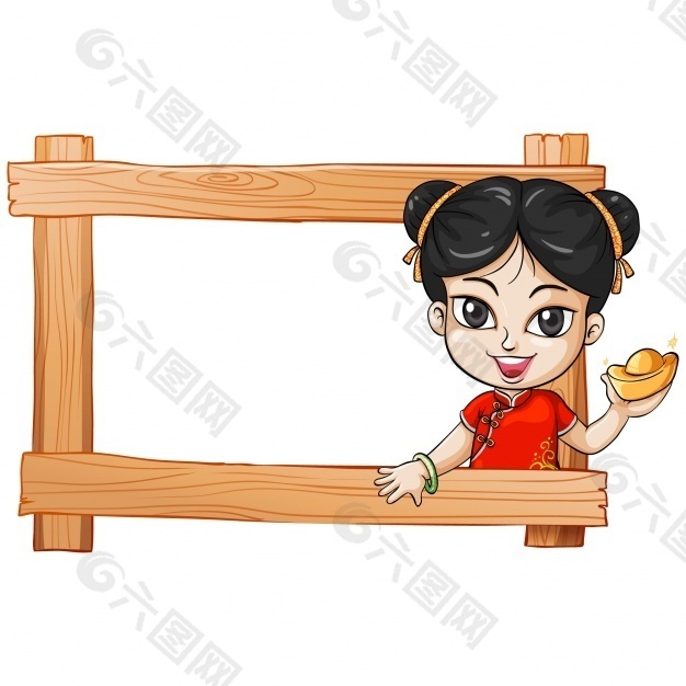 框架与亚洲女孩设计