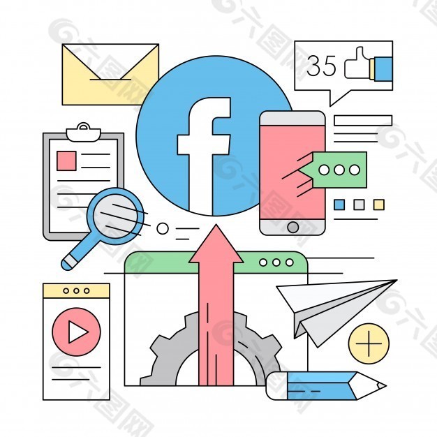 关于社交网络的线性图标