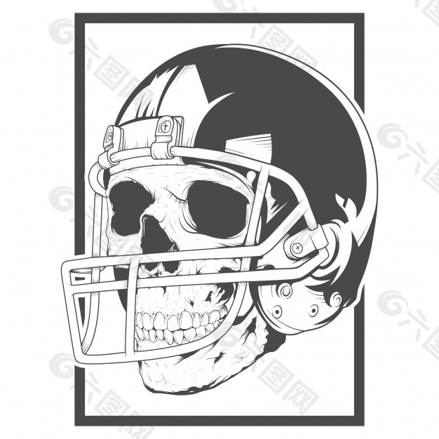 带足球头盔设计的骷髅