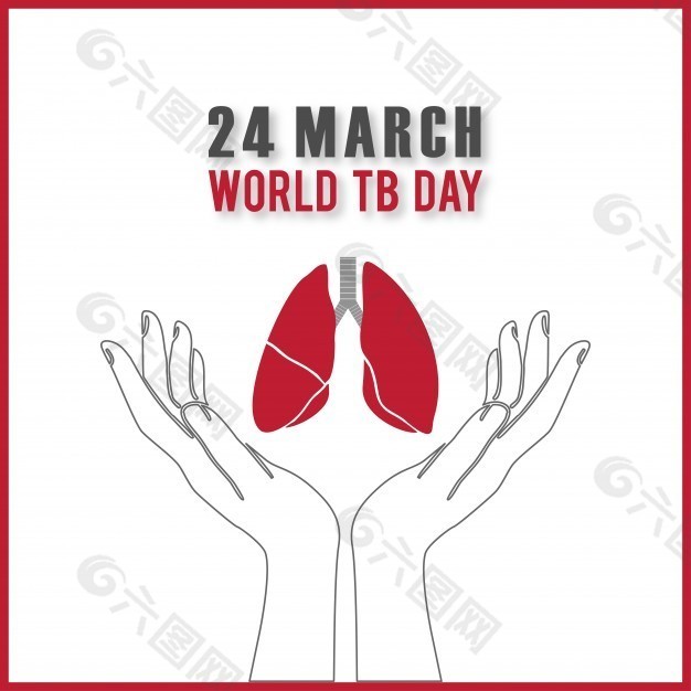 世界肺结核日，背景是双手肺