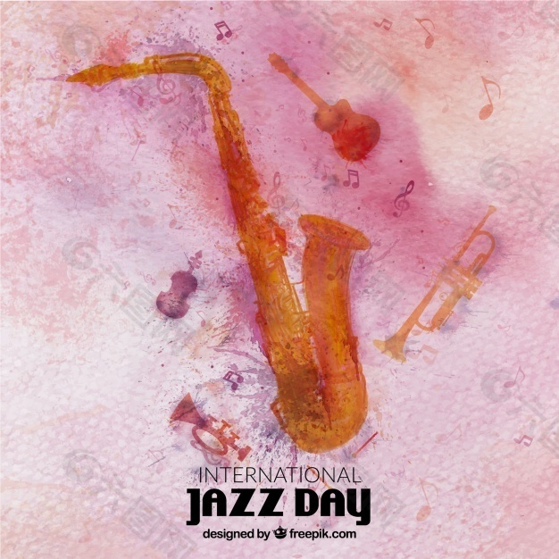 抽象水彩背景萨克斯