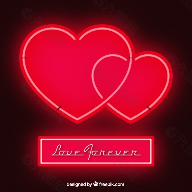 霓虹灯红心的背景