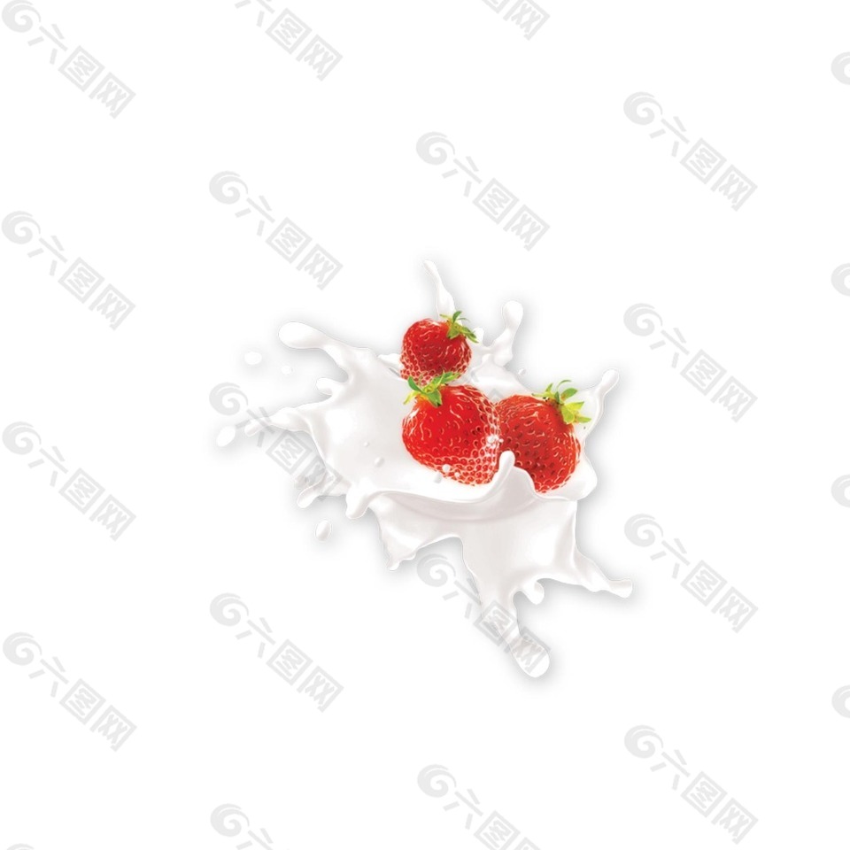 矢量草莓牛奶元素