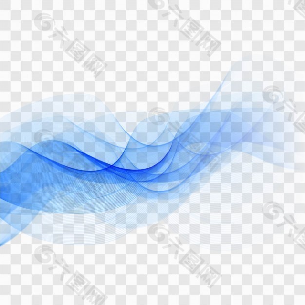 蓝色波浪形，背景透明。