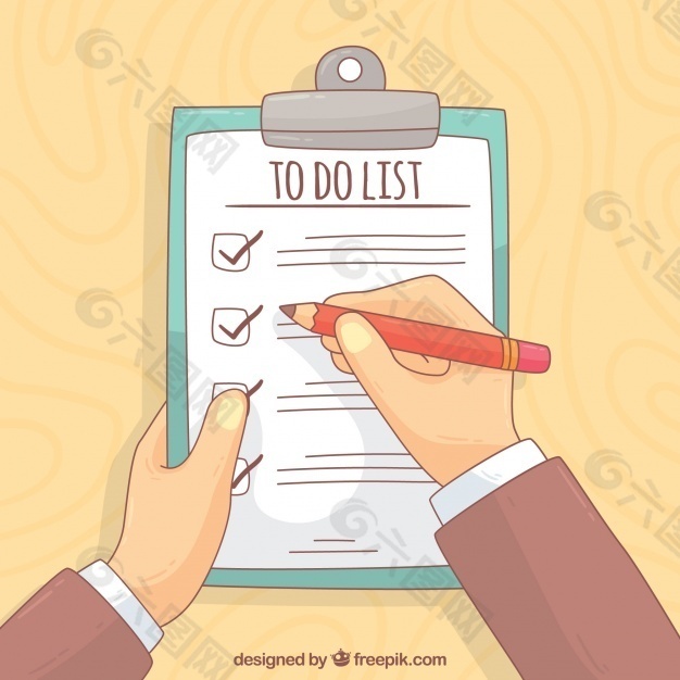 手持带支票簿的手的手绘背景