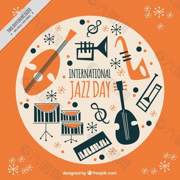 爵士乐器的橙色背景