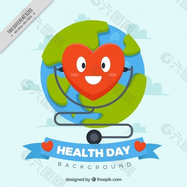 世界卫生日背景与快乐心脏