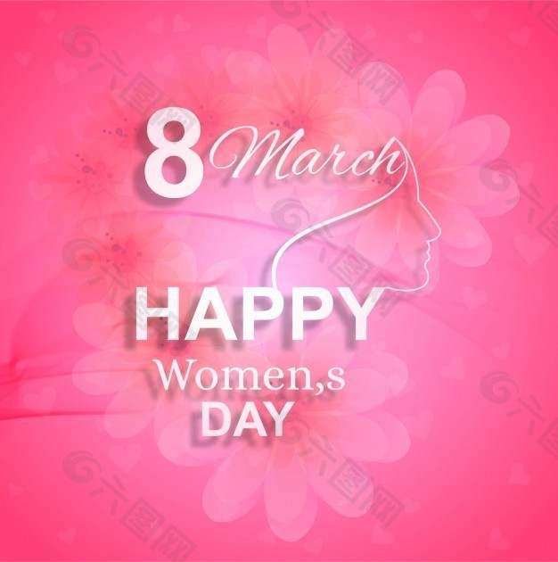 国际妇女节，粉红背景和鲜花