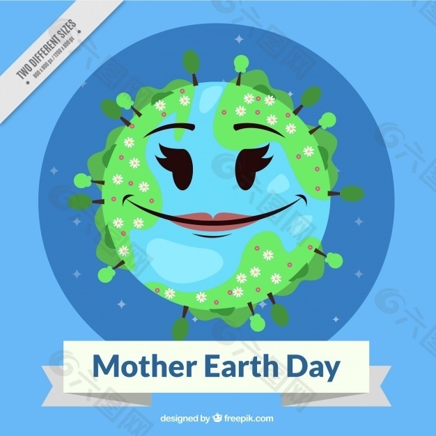 地球母亲日的背景与盛开的行星