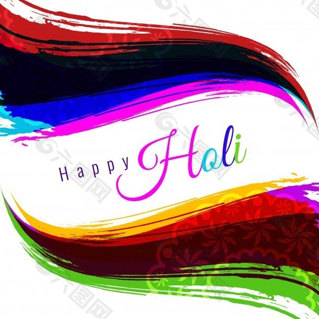 洒红节的装饰与抽象水彩背景