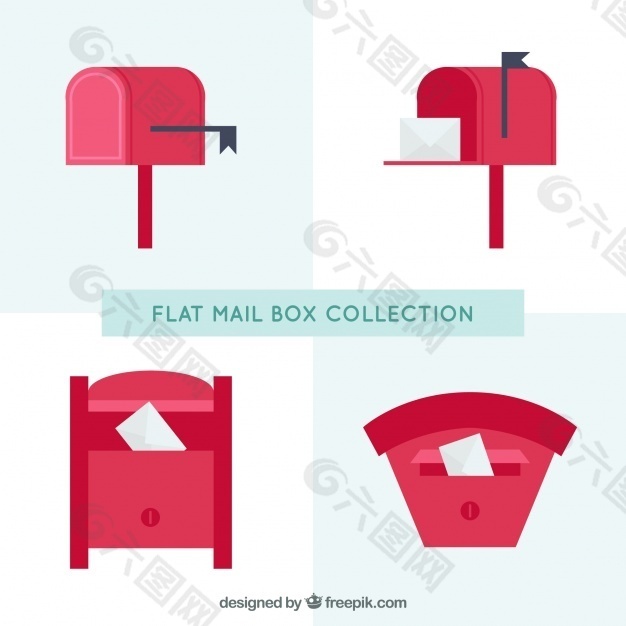 四个红色邮箱在平面设计包