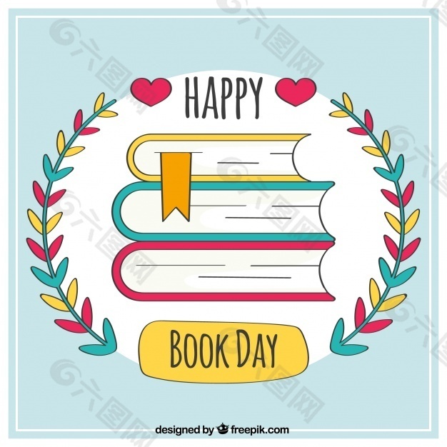 有花卉细节的快乐读书日的背景