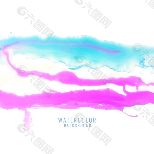 背景：蓝色和粉红色水彩污渍