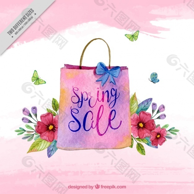 销售背景袋和水彩花