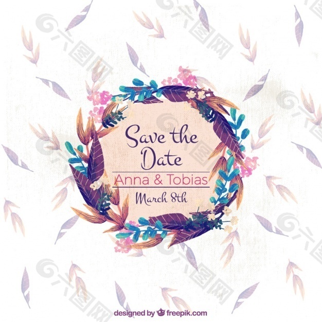 美丽的花卉结婚花圈