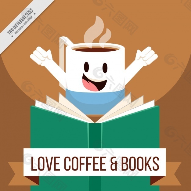 咖啡阅读背景：平面设计书籍
