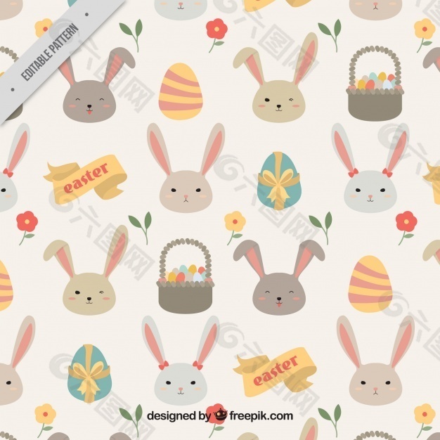 兔子和复活节彩蛋的漂亮图案