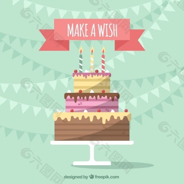 生日的背景与美味蛋糕在平面设计