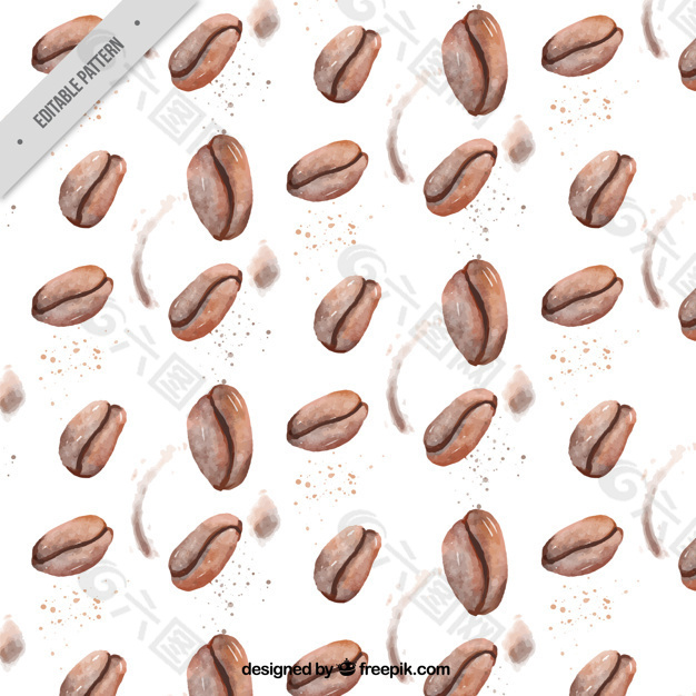 咖啡豆水彩图案
