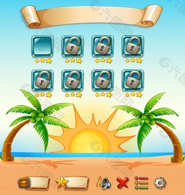 沙滩背景游戏模板