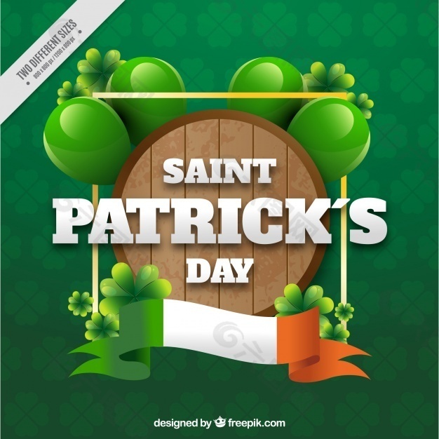 绿色背景与圣帕特里克日桶