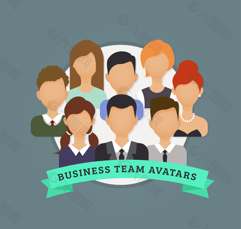 创意无表情商务团队人物头像矢量