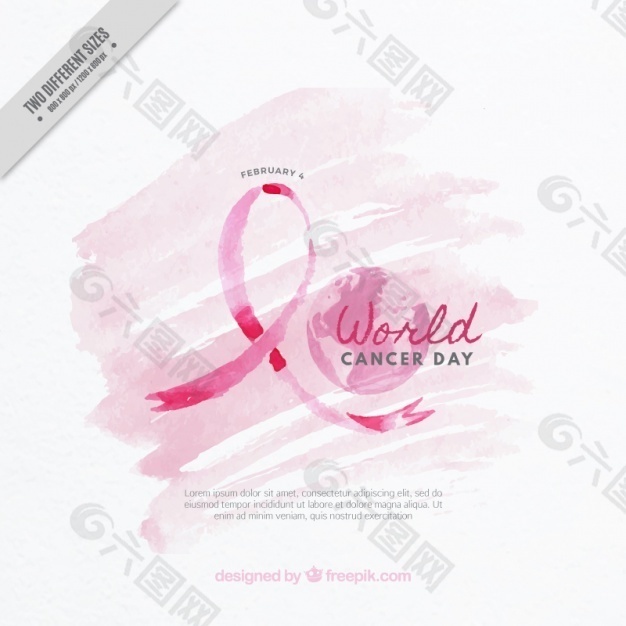 世界癌症日的水彩背景粉红色背景
