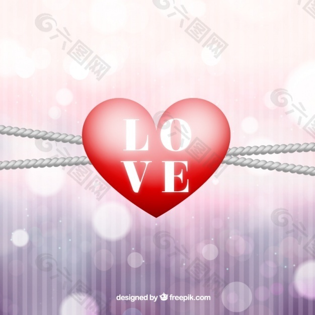 红心背景虚化背景的绳索