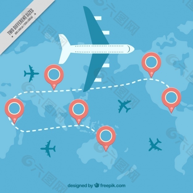 具有地标和平面的平面背景