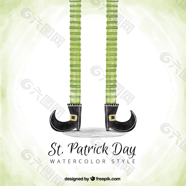 帕特里克时代的精灵腿的水彩背景