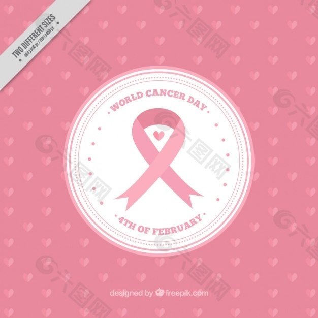 粉红世界癌症日背景与圆形旗帜