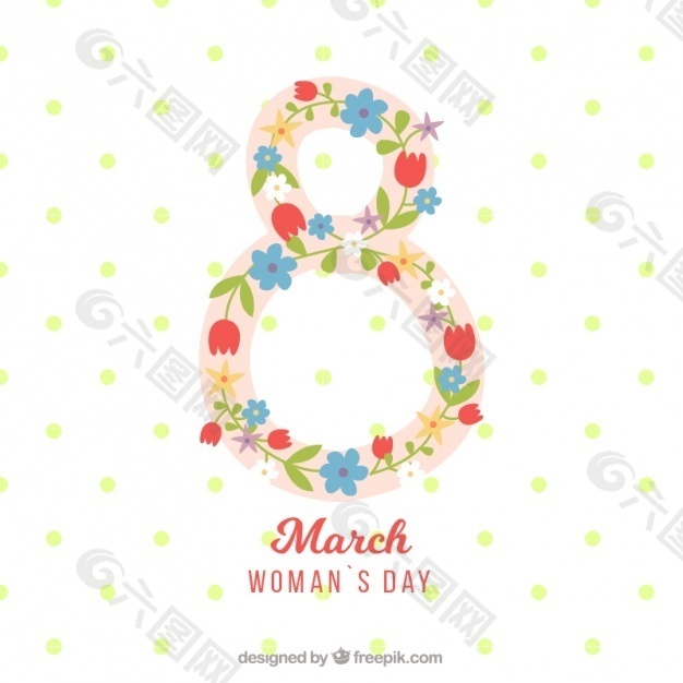 妇女节背景与八的鲜花