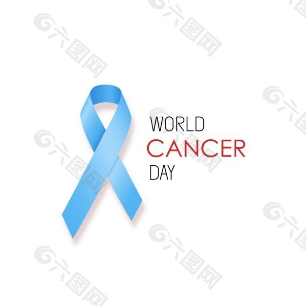 背景与现实的蓝带，世界癌症日