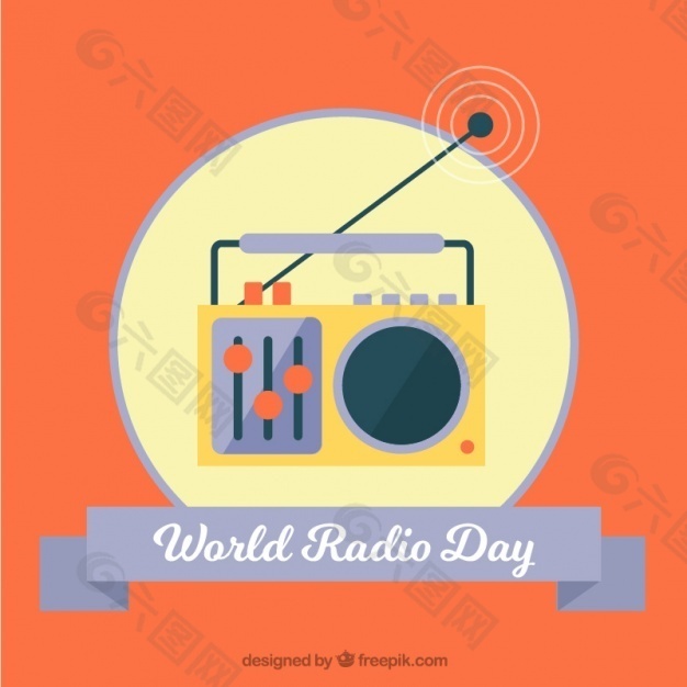 橙色世界电台日背景