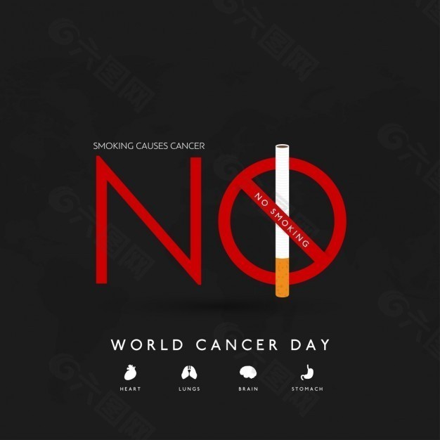 黑色背景，世界癌症日