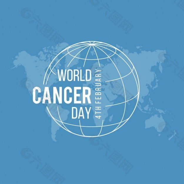 蓝色背景，世界癌症日