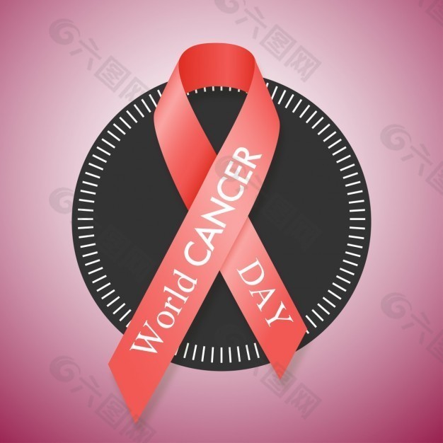 灰色的背景和红色的红丝带ribbonpink背景，世界癌症日