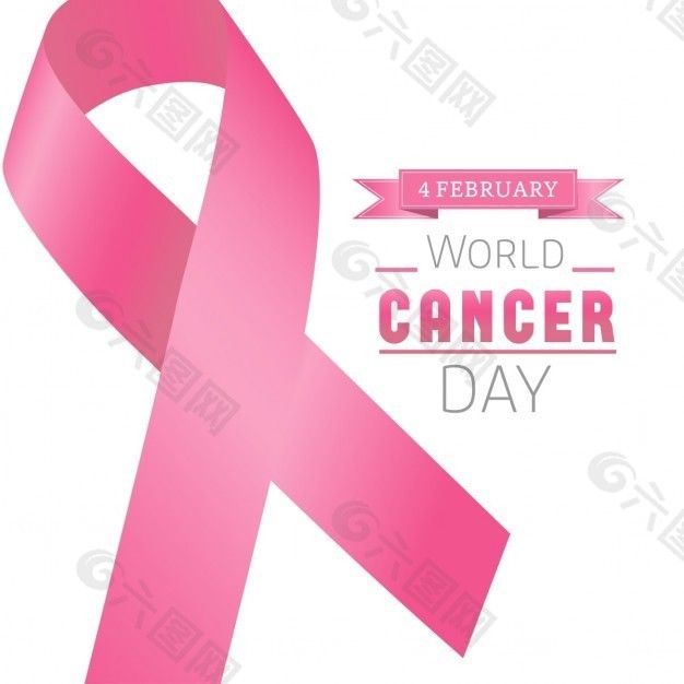 世界癌症日，粉红和白色背景