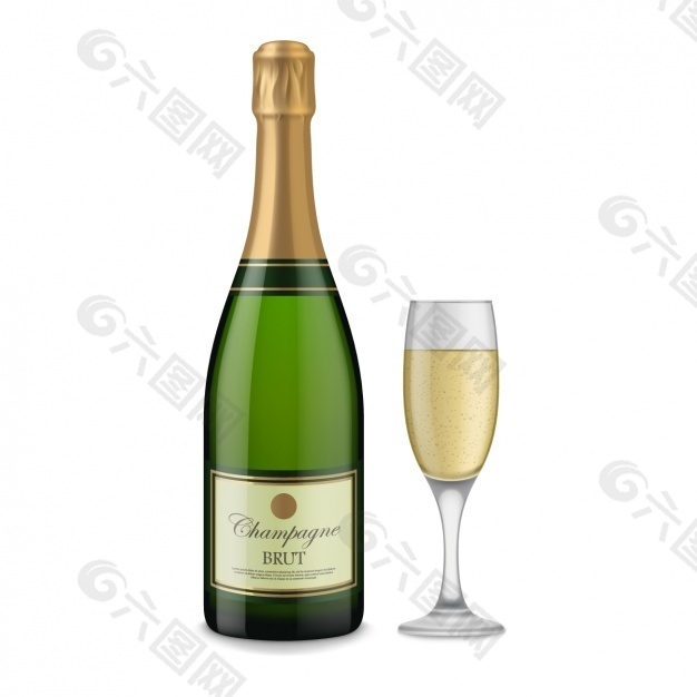 香槟瓶和香槟酒杯设计