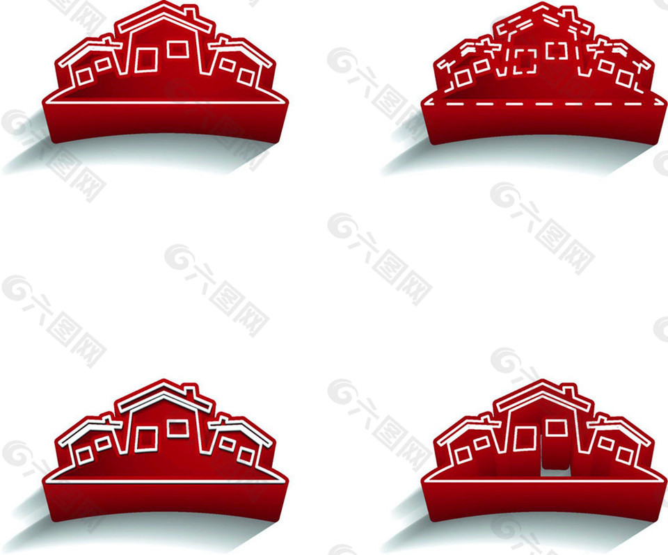 红色立体别墅标志图片