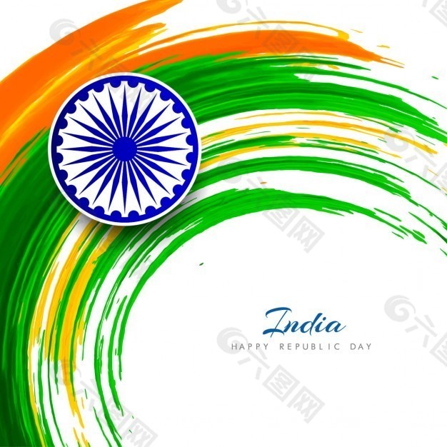 印度共和国日，背景与圆形水彩污渍
