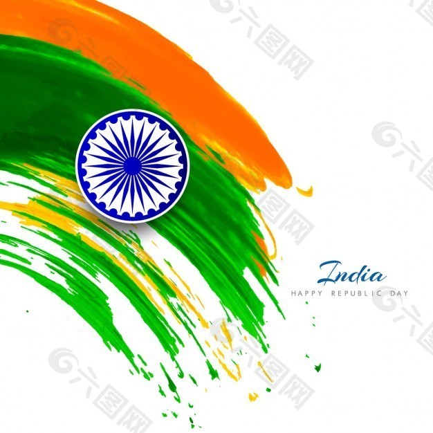 印度共和国日，水彩颜料的背景