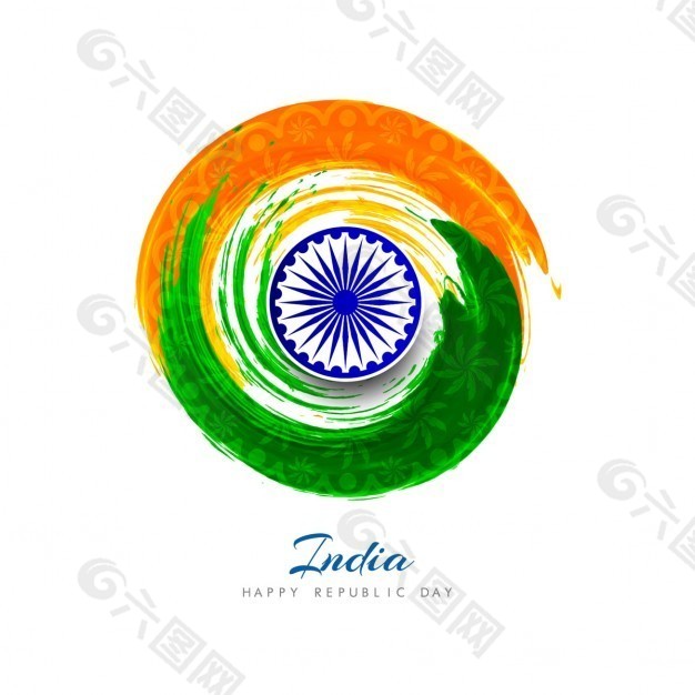 印度共和国日，循环水彩画
