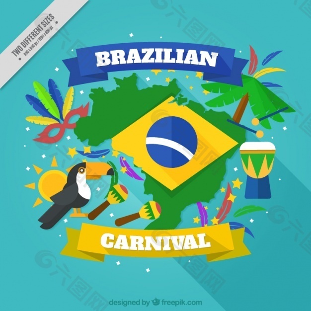 丰富多彩的背景与巴西狂欢节的元素